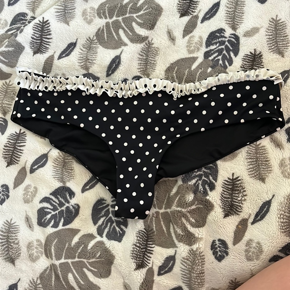 I am selling a Victoria’s Secret bottom with poka dots and ruffles on the top